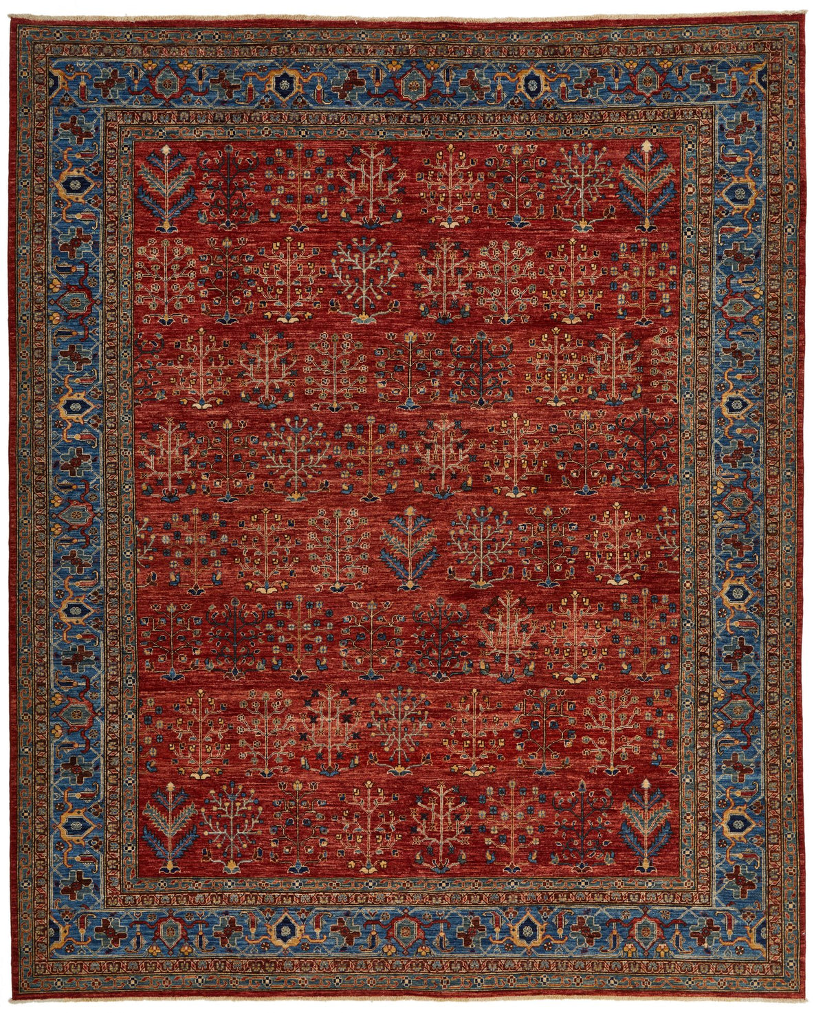 9x12 Rust and Blue Anatolian Traditional Rug