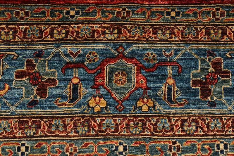 9x12 Rust and Blue Anatolian Traditional Rug