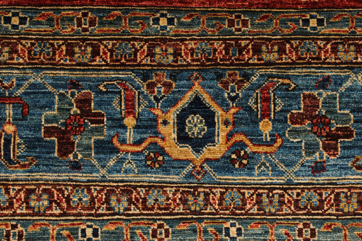 9x12 Rust and Blue Anatolian Traditional Rug