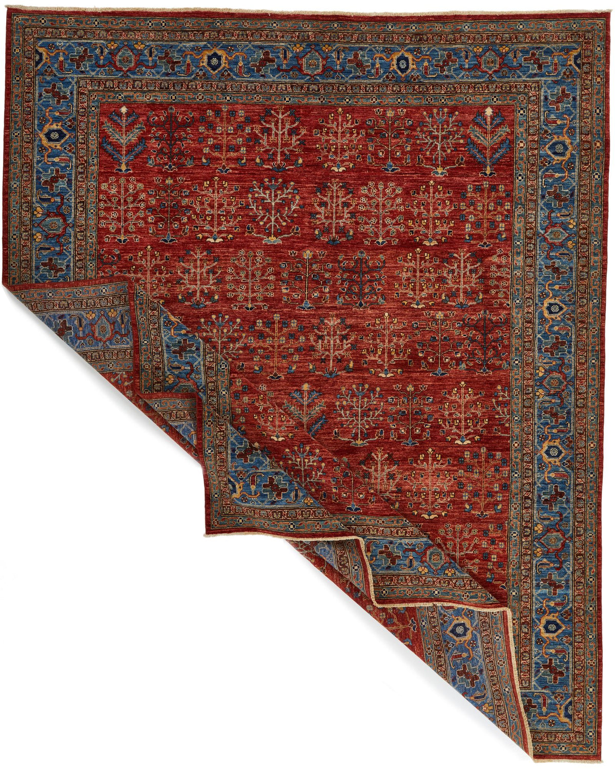 9x12 Rust and Blue Anatolian Traditional Rug