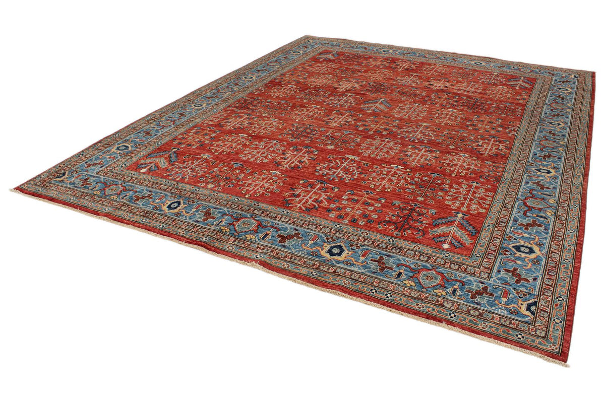 9x12 Rust and Blue Anatolian Traditional Rug