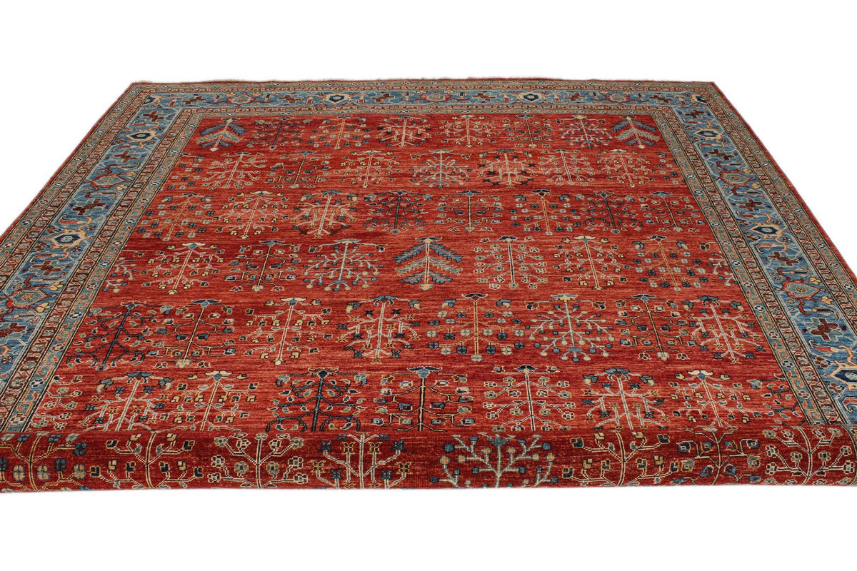 9x12 Rust and Blue Anatolian Traditional Rug