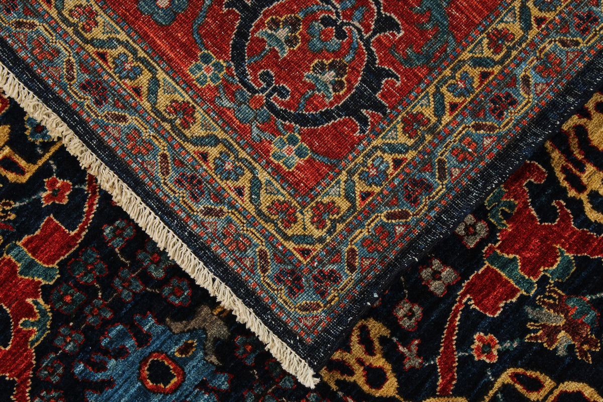 9x9 Navy and Red Anatolian Traditional Rug