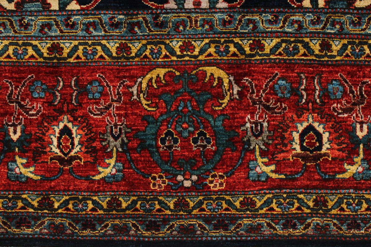 9x9 Navy and Red Anatolian Traditional Rug