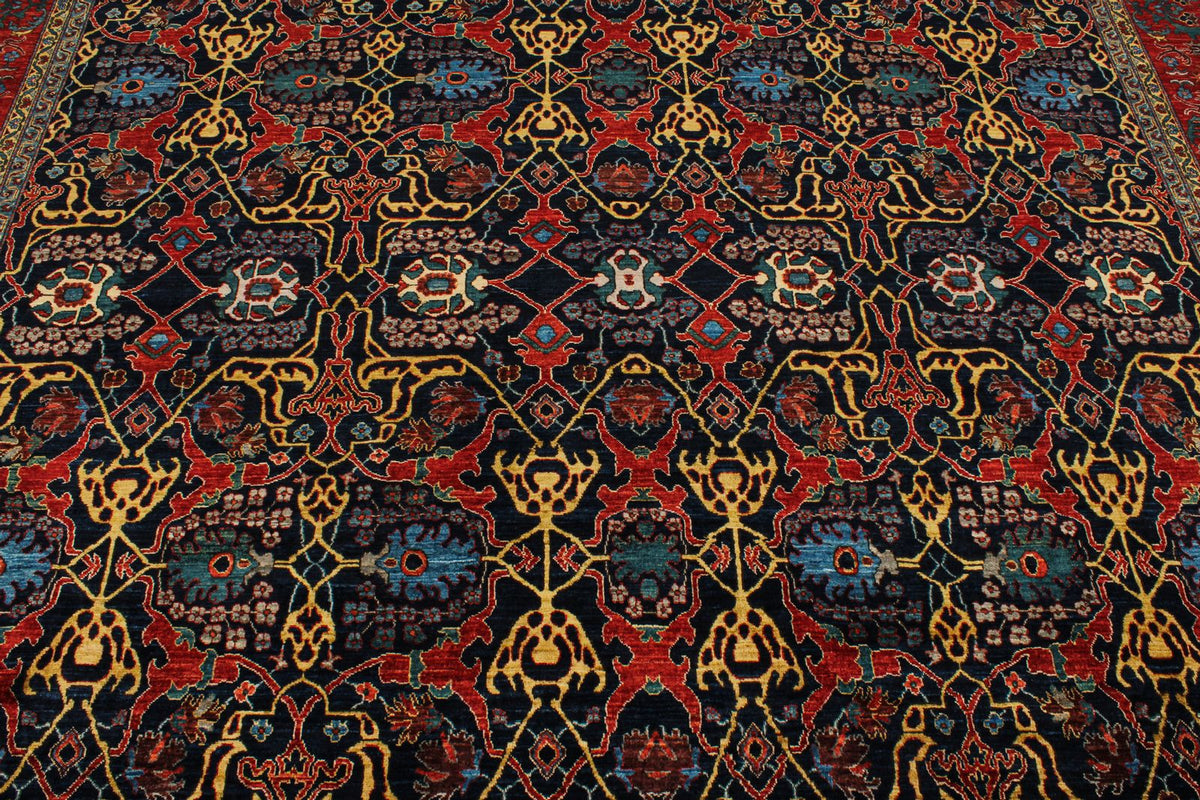 9x9 Navy and Red Anatolian Traditional Rug