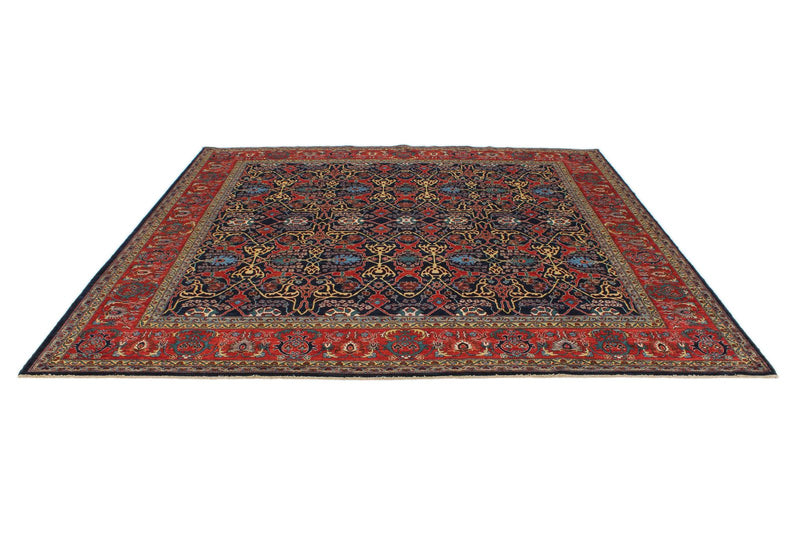 9x9 Navy and Red Anatolian Traditional Rug