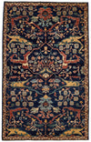 5x8 Navy and Ivory Anatolian Traditional Rug