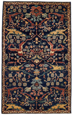 5x8 Navy and Ivory Anatolian Traditional Rug