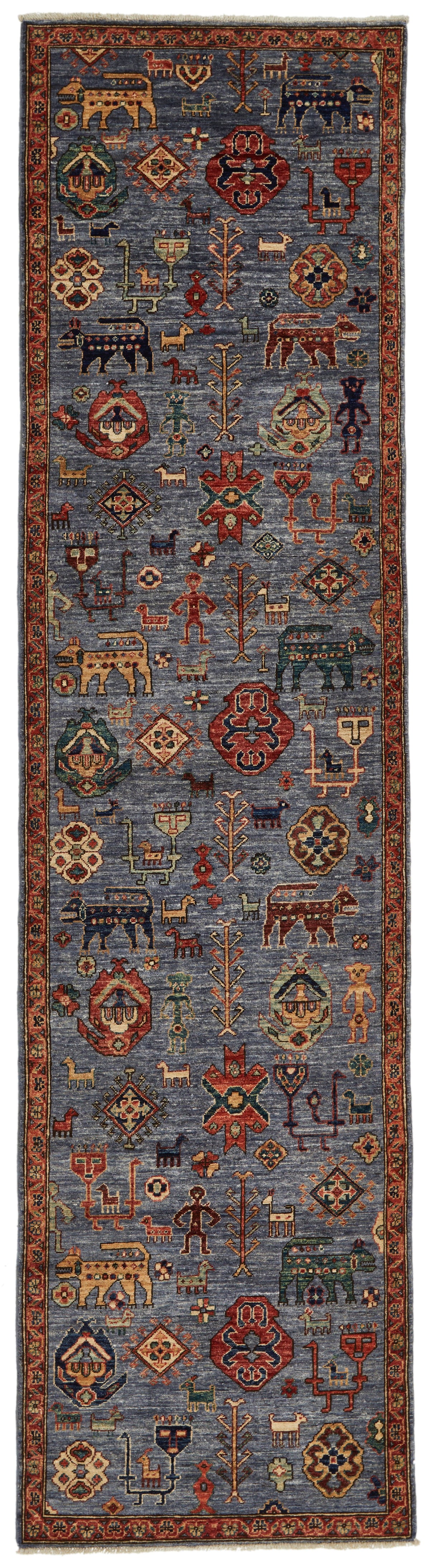 3x12 Gray and Multicolor Anatolian Traditional Runner