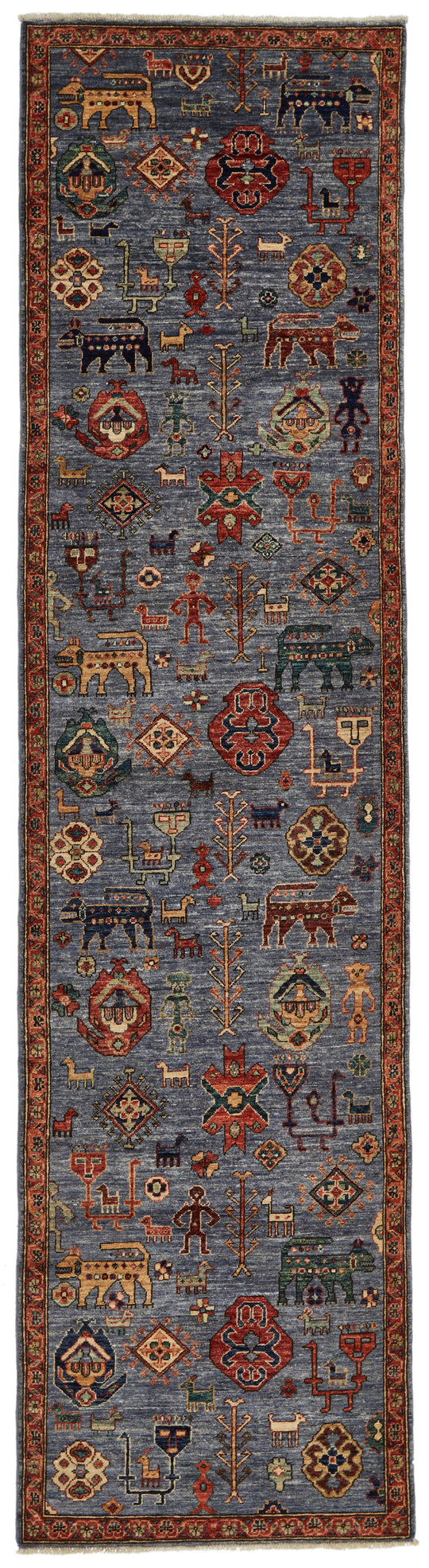 3x12 Gray and Multicolor Anatolian Traditional Runner