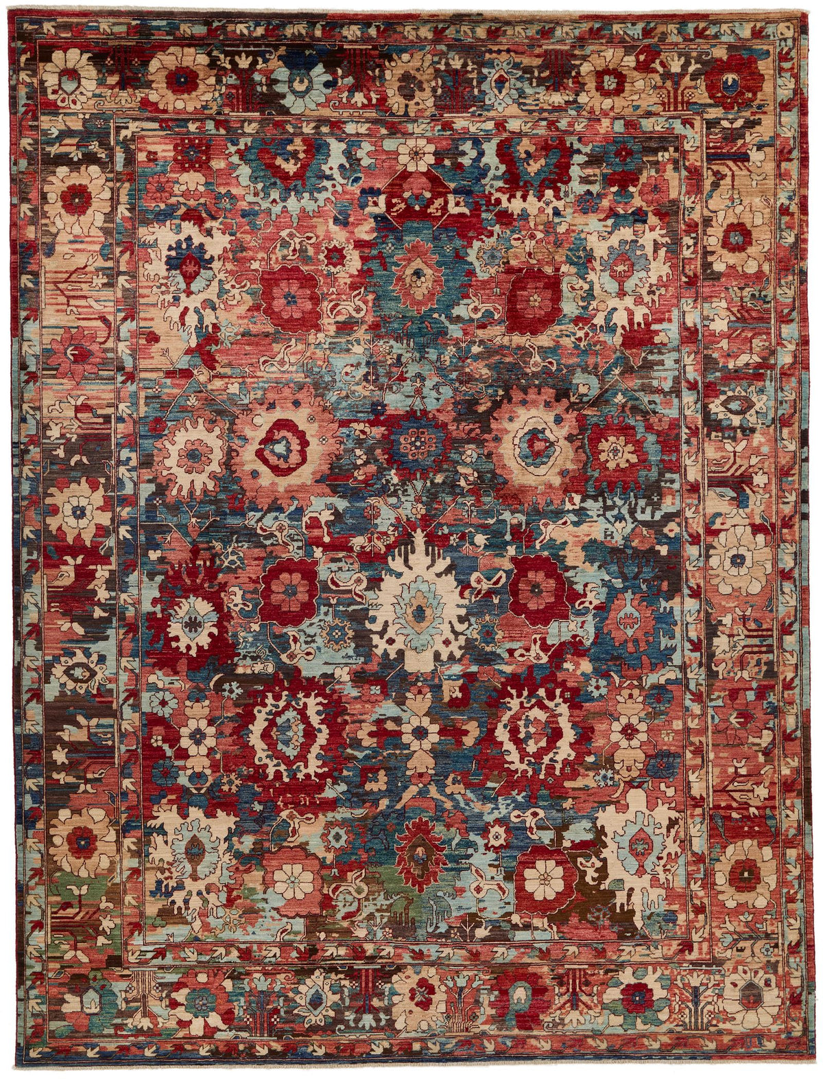 9x12 Red and Multicolor Anatolian Traditional Rug
