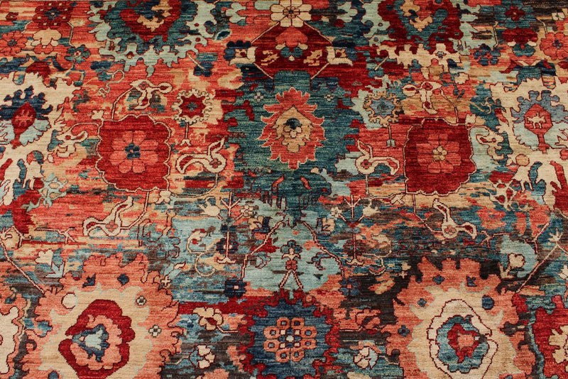 9x12 Red and Multicolor Anatolian Traditional Rug