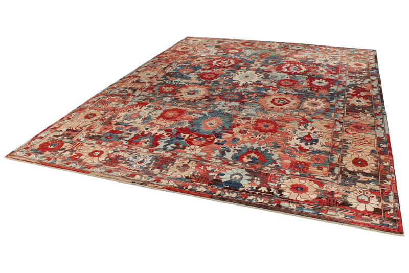 9x12 Red and Multicolor Anatolian Traditional Rug