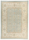 9x13 Light Blue and Ivory Turkish Oushak Rug