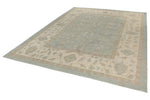 9x13 Light Blue and Ivory Turkish Oushak Rug