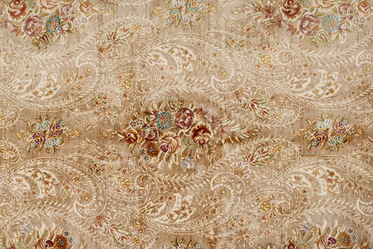 6x8 Brown and Beige Turkish Silk Rug
