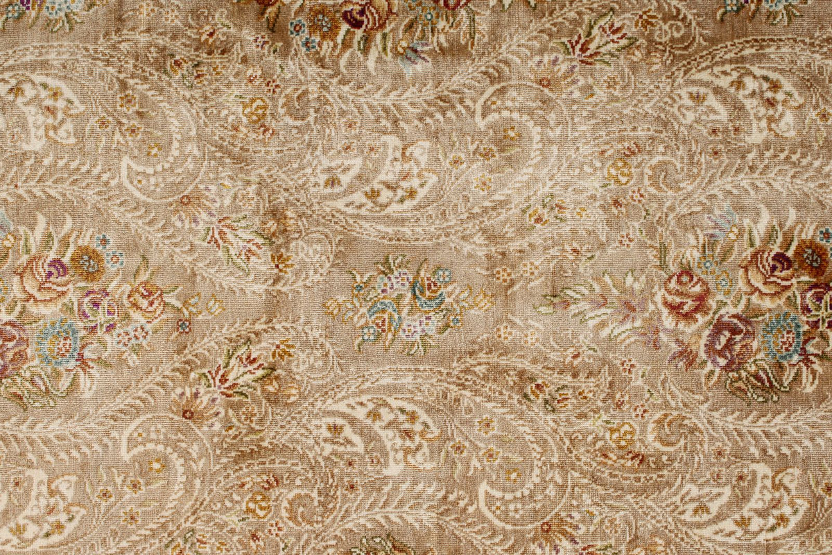 6x8 Brown and Beige Turkish Silk Rug