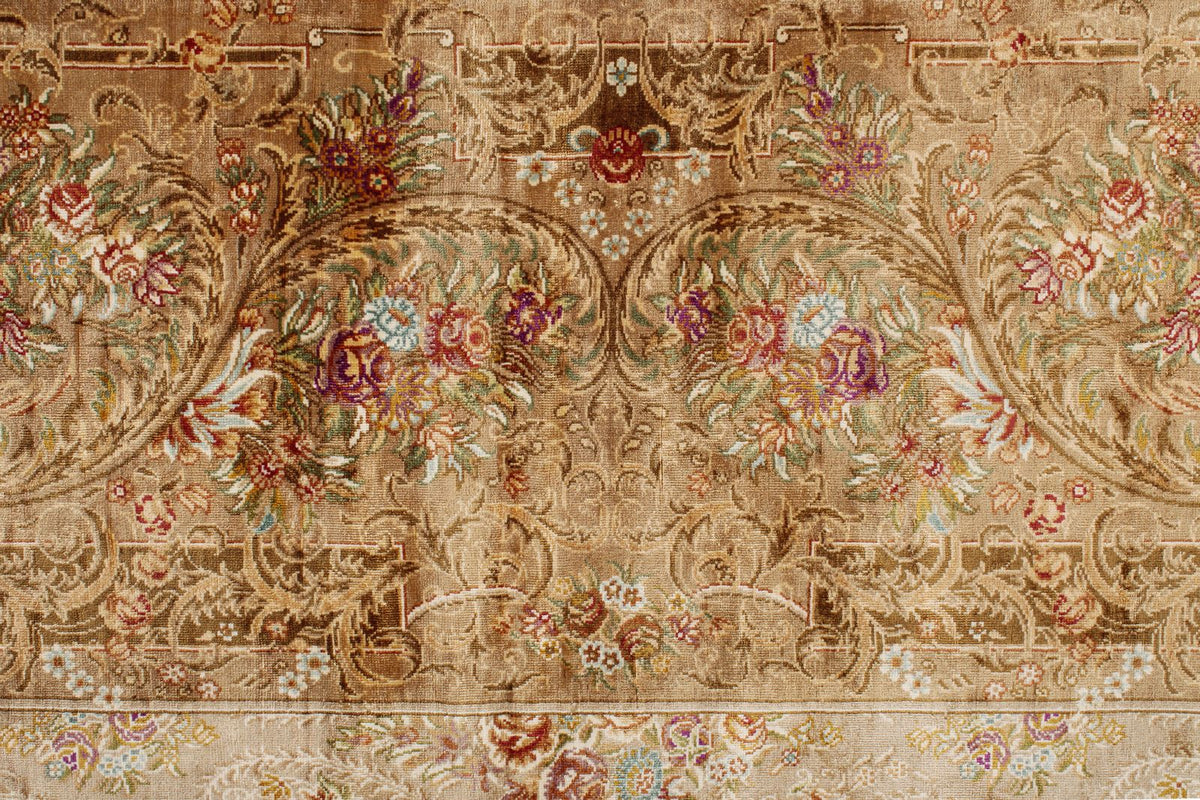 6x8 Brown and Beige Turkish Silk Rug