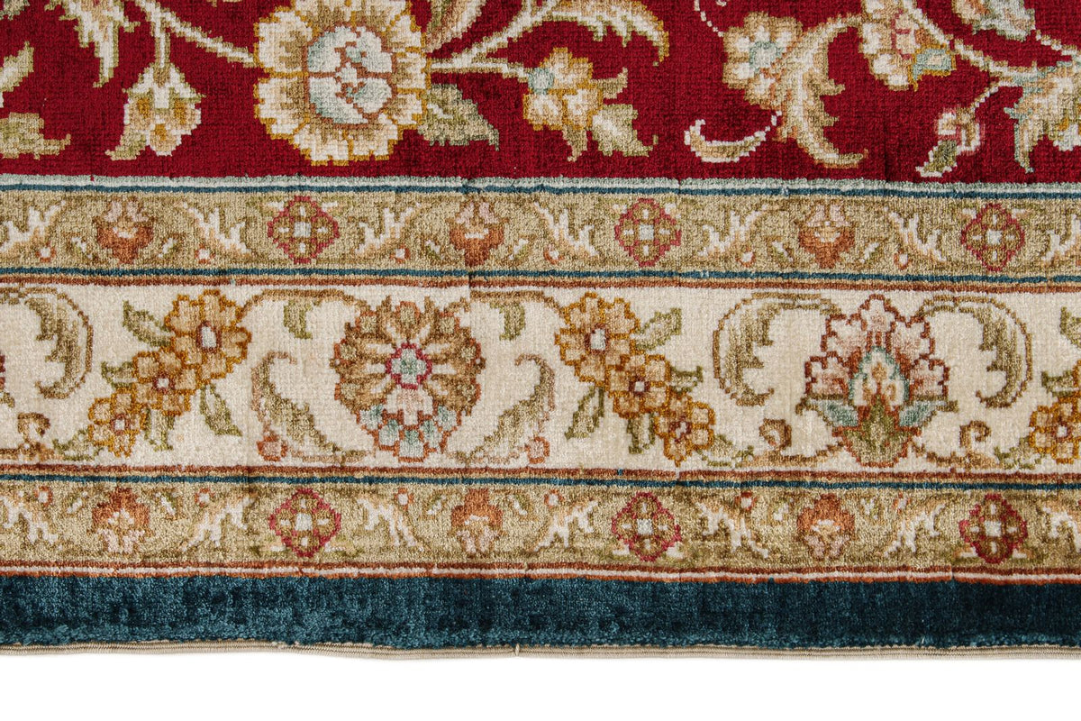 7x10 Blue and Red Turkish Silk Rug