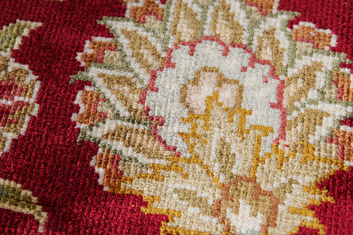 7x10 Blue and Red Turkish Silk Rug