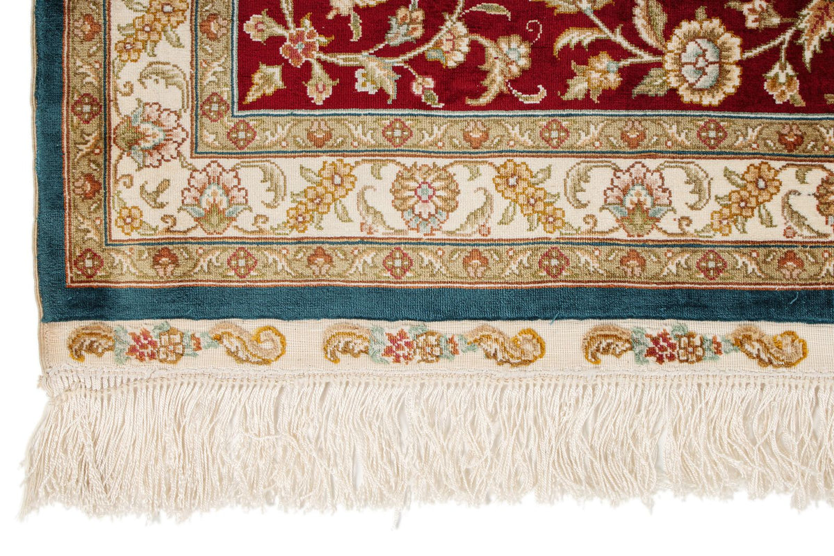7x10 Blue and Red Turkish Silk Rug
