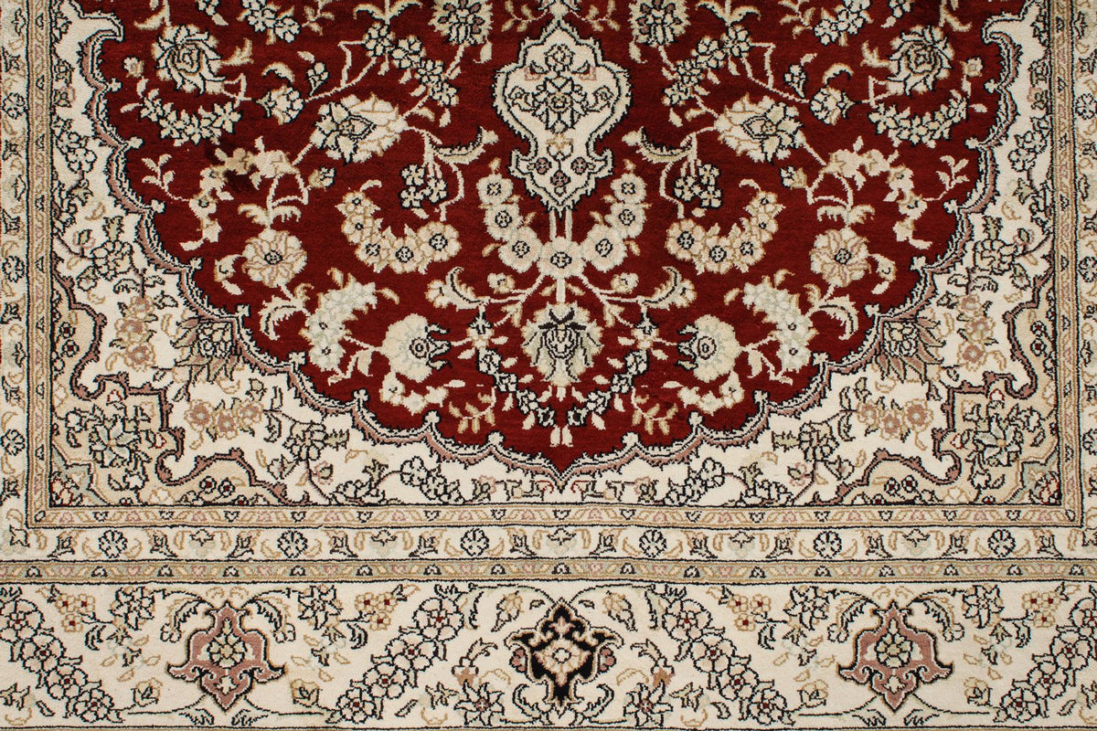 4x6 Rust and Ivory Turkish Silk Rug