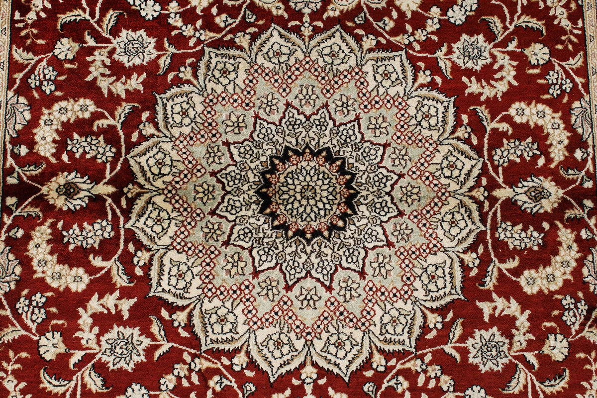 4x6 Rust and Ivory Turkish Silk Rug