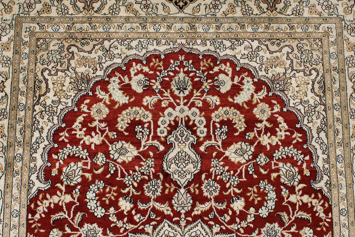 4x6 Rust and Ivory Turkish Silk Rug