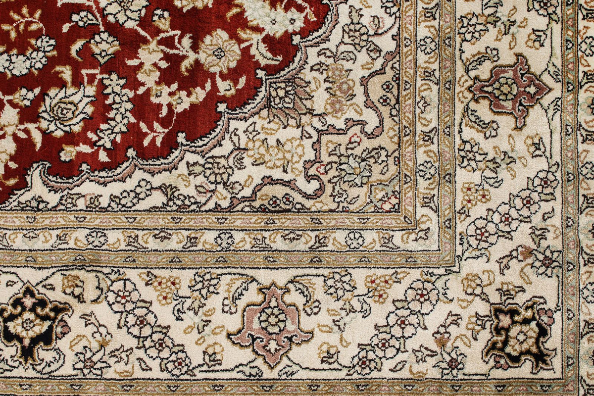 4x6 Rust and Ivory Turkish Silk Rug