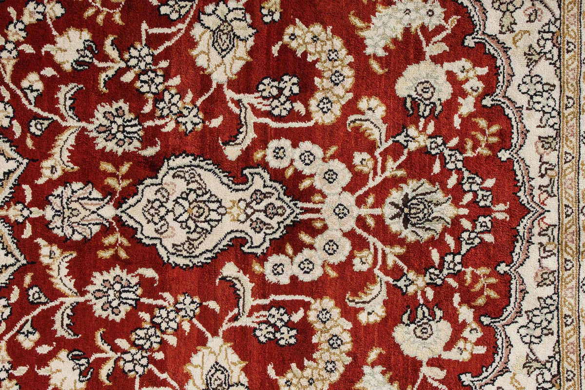 4x6 Rust and Ivory Turkish Silk Rug
