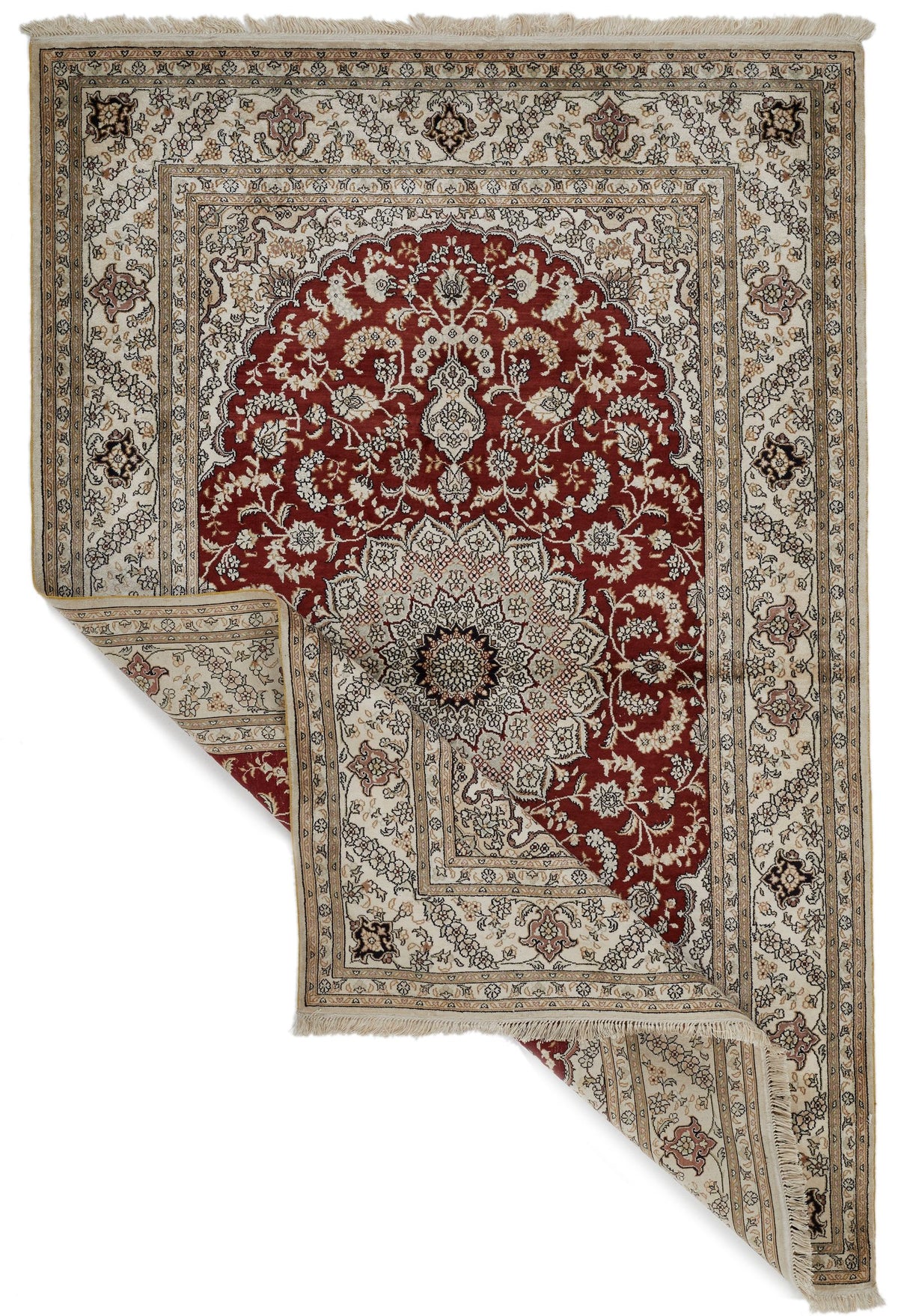 4x6 Rust and Ivory Turkish Silk Rug