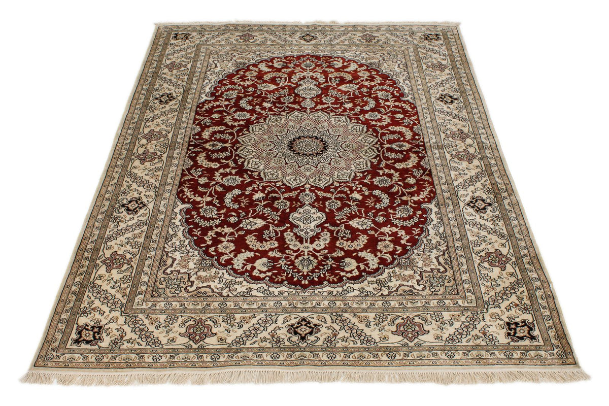 4x6 Rust and Ivory Turkish Silk Rug
