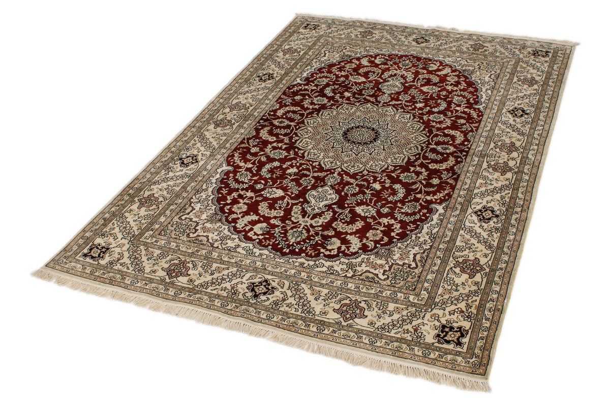 4x6 Rust and Ivory Turkish Silk Rug