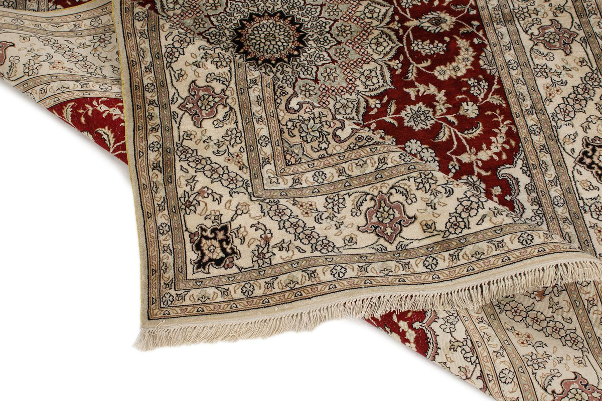 4x6 Rust and Ivory Turkish Silk Rug