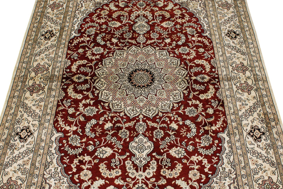 4x6 Rust and Ivory Turkish Silk Rug