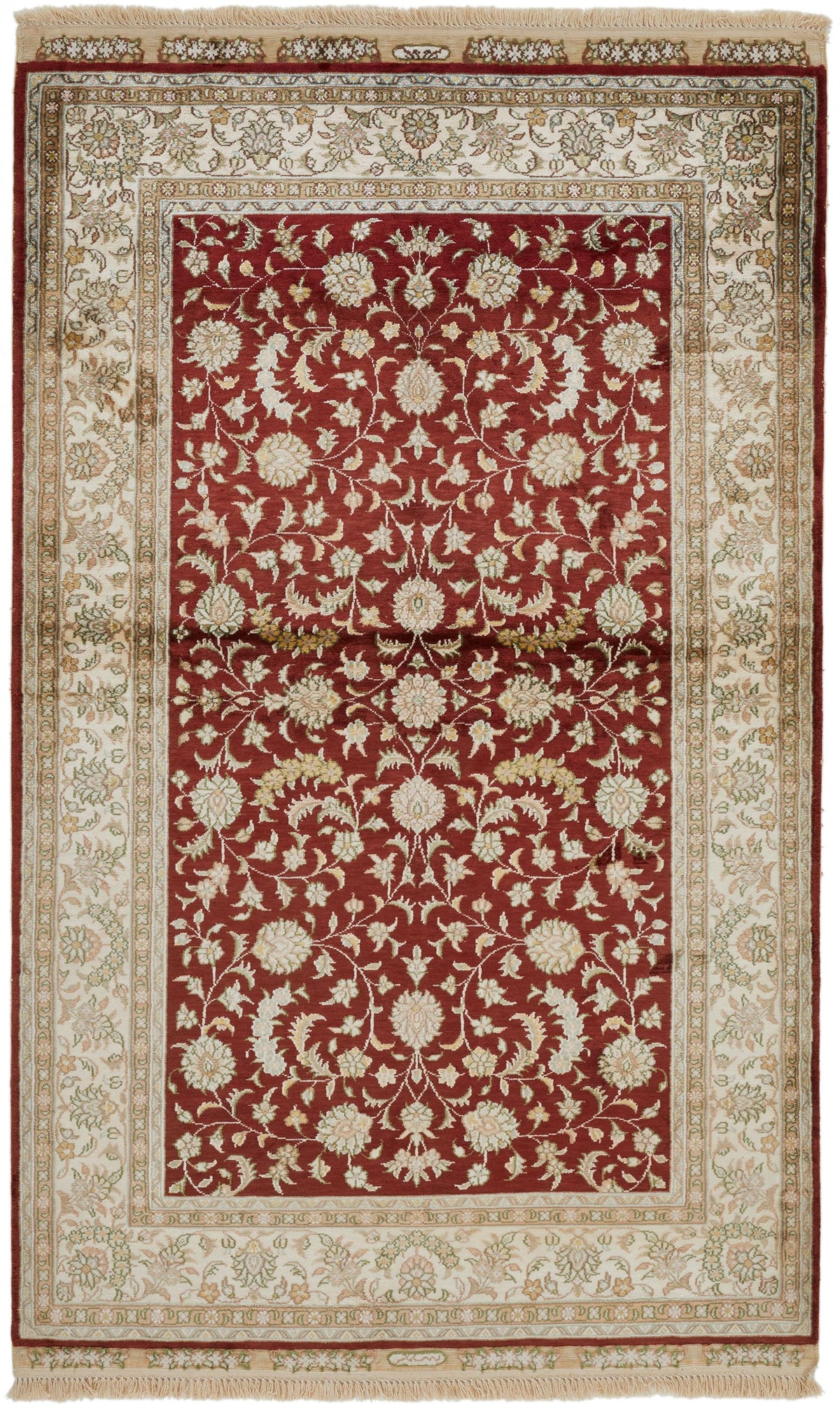 3x5 Red and Ivory Turkish Silk Rug