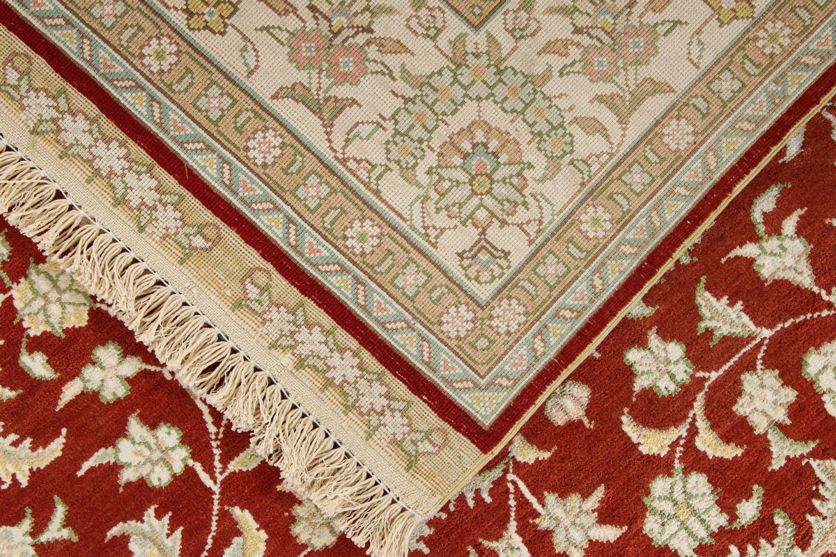 3x5 Red and Ivory Turkish Silk Rug