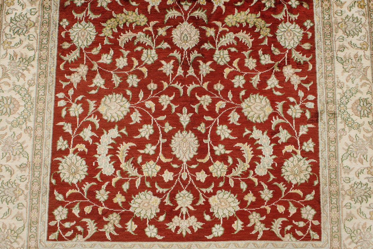 3x5 Red and Ivory Turkish Silk Rug