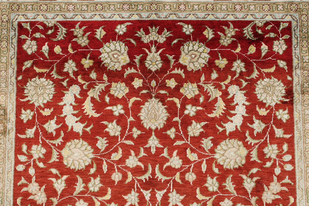 3x5 Red and Ivory Turkish Silk Rug