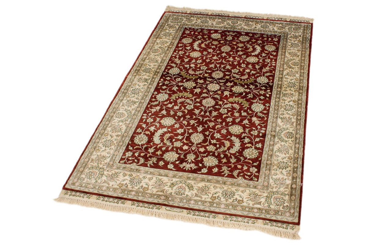 3x5 Red and Ivory Turkish Silk Rug