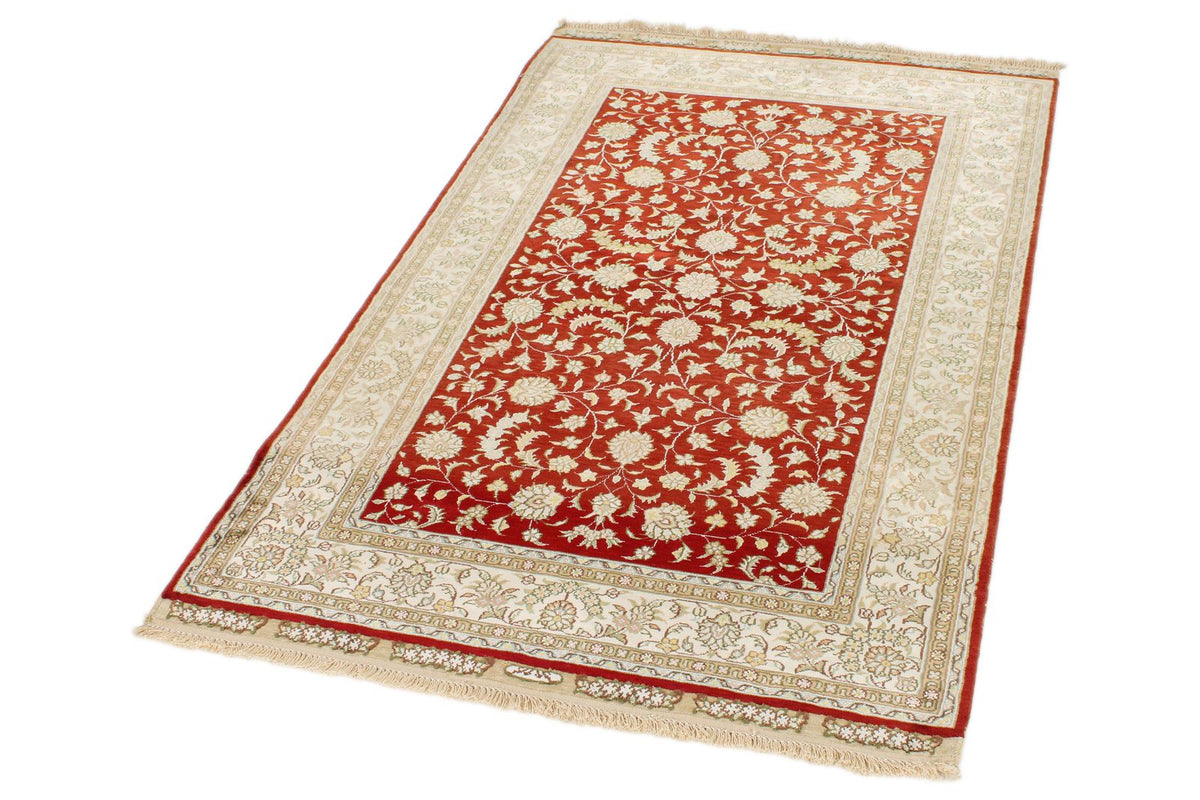 3x5 Red and Ivory Turkish Silk Rug