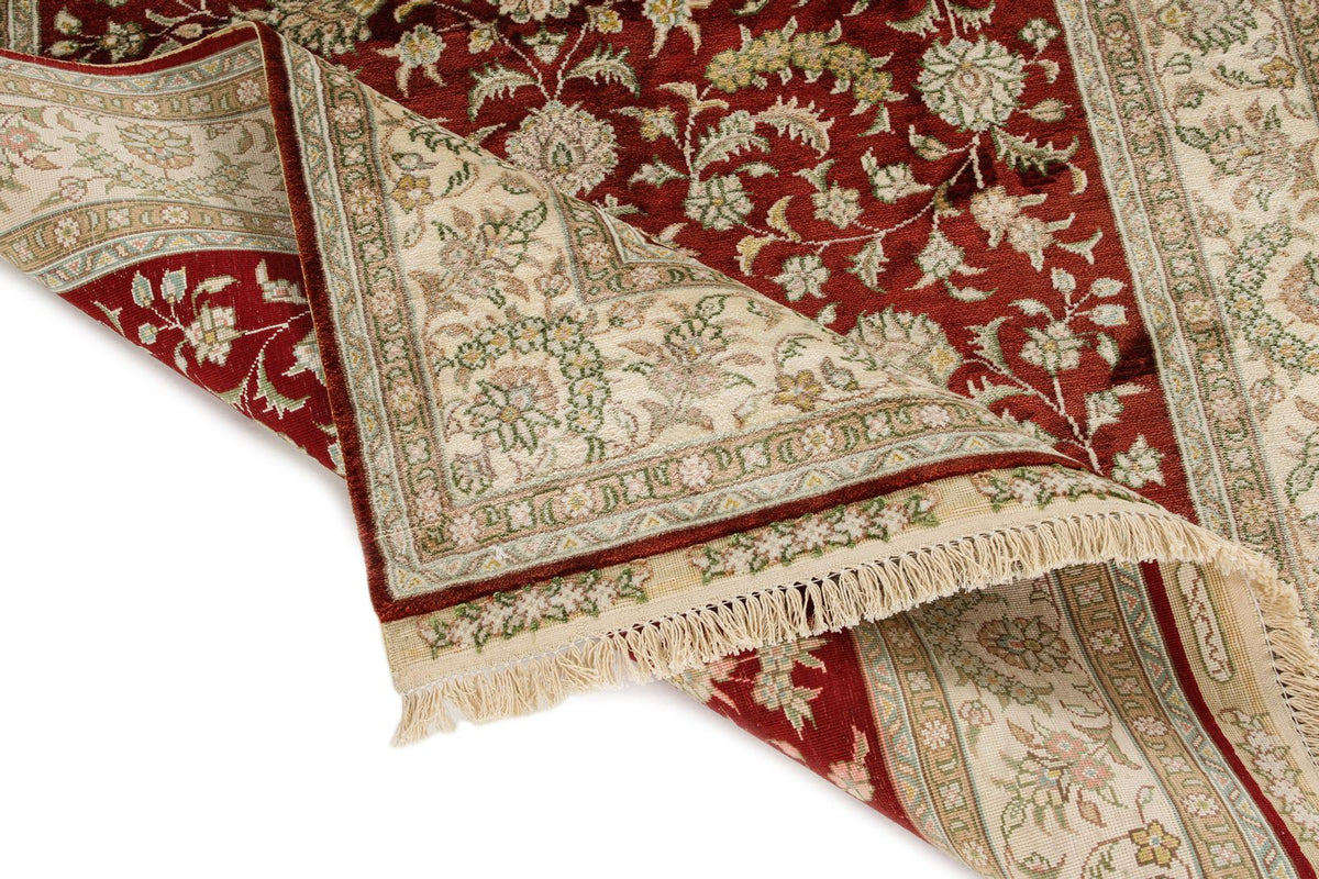 3x5 Red and Ivory Turkish Silk Rug