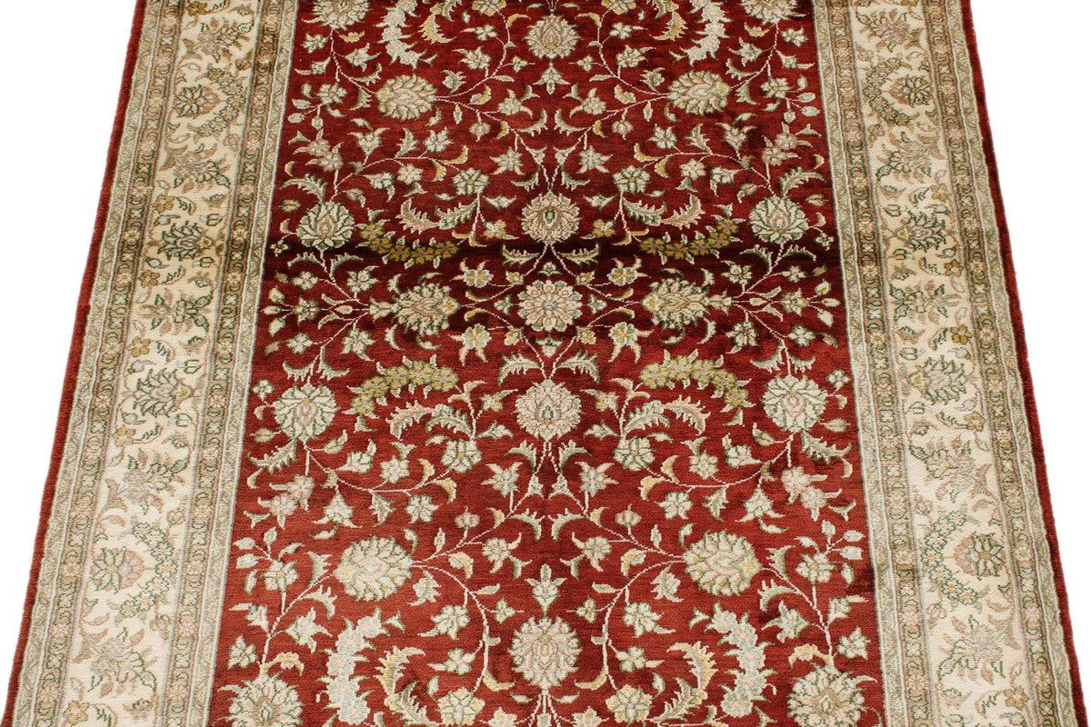 3x5 Red and Ivory Turkish Silk Rug