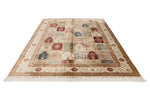 7x10 Multicolor and Ivory Turkish Silk Rug