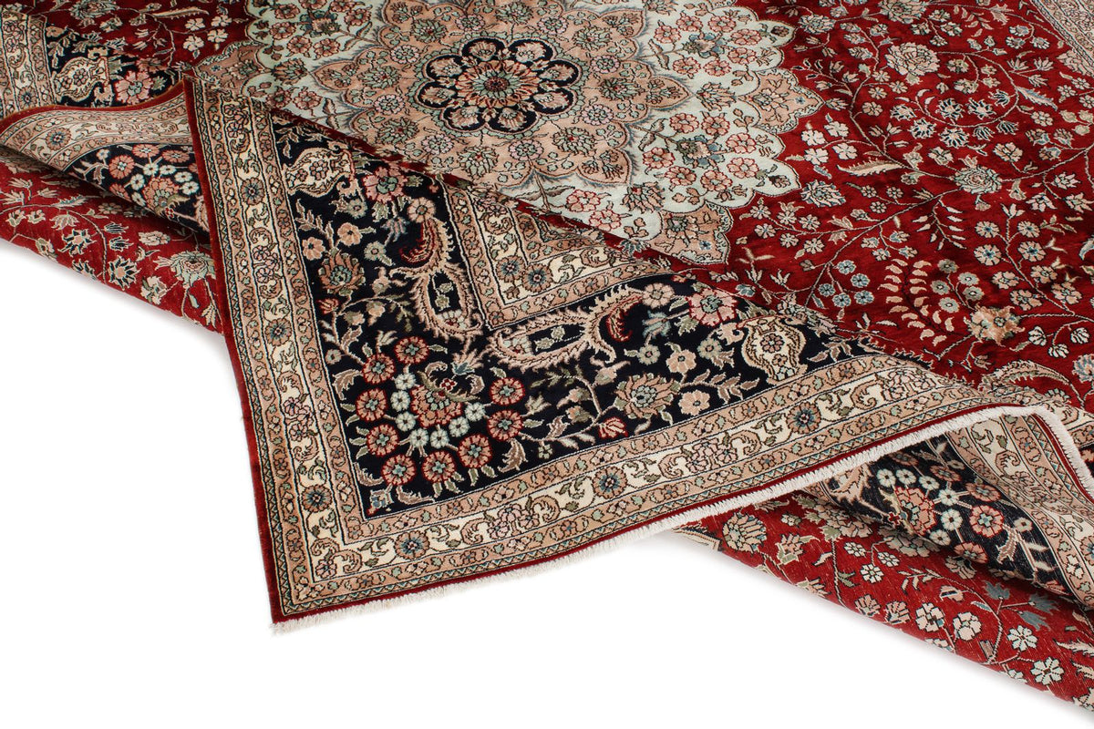 9x12 Red and Navy Turkish Silk Rug