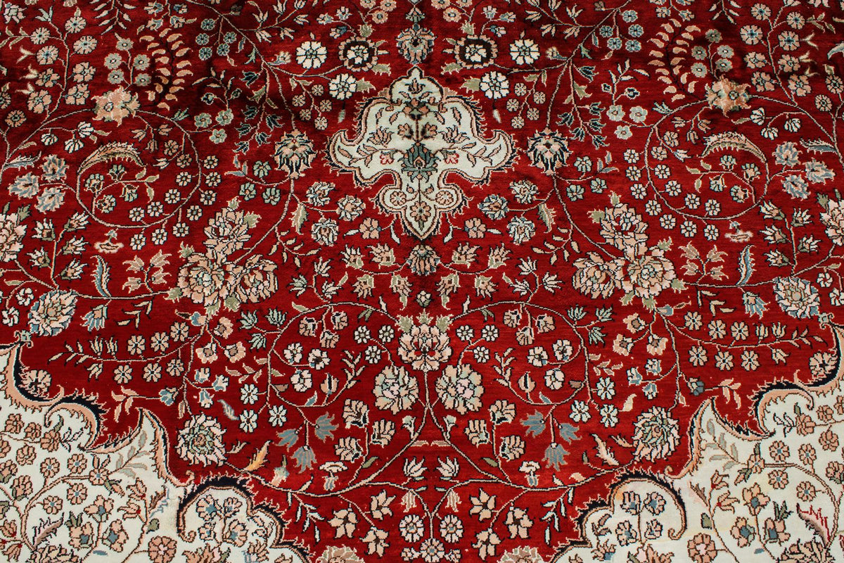 9x12 Red and Navy Turkish Silk Rug