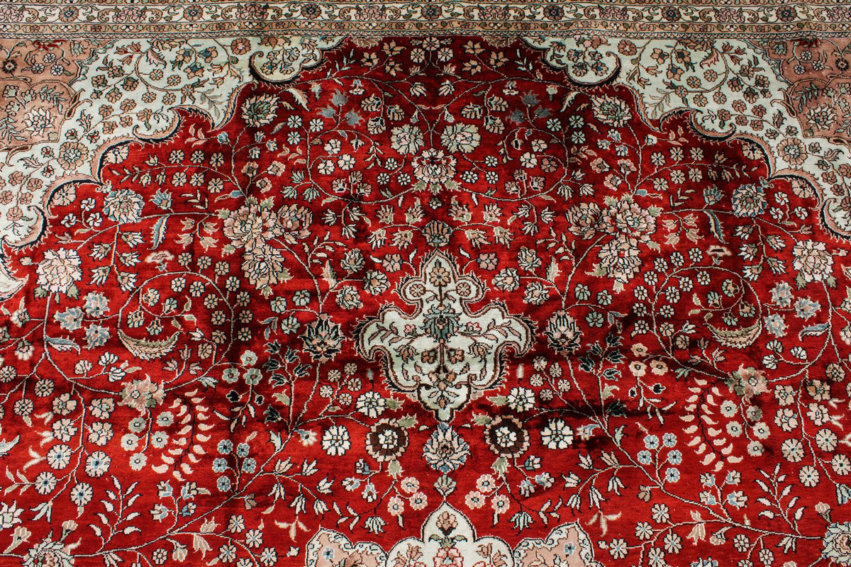 9x12 Red and Navy Turkish Silk Rug