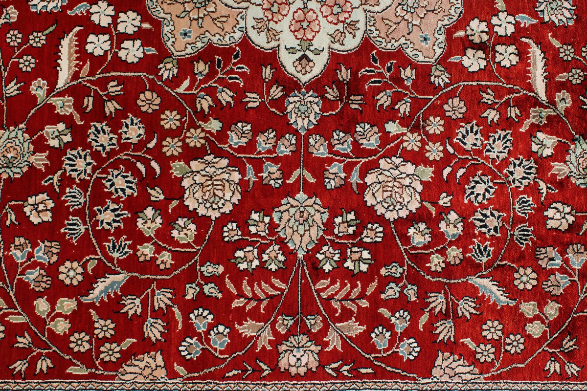 9x12 Red and Navy Turkish Silk Rug