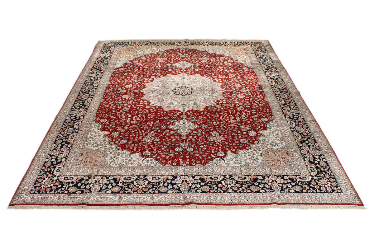 9x12 Red and Navy Turkish Silk Rug
