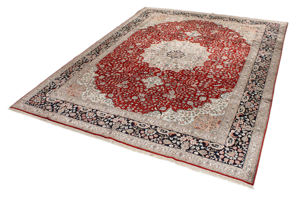 9x12 Red and Navy Turkish Silk Rug